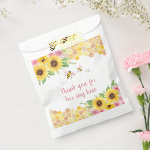 Sachets En Papier Anniversaire du tournesol d'abeille rose