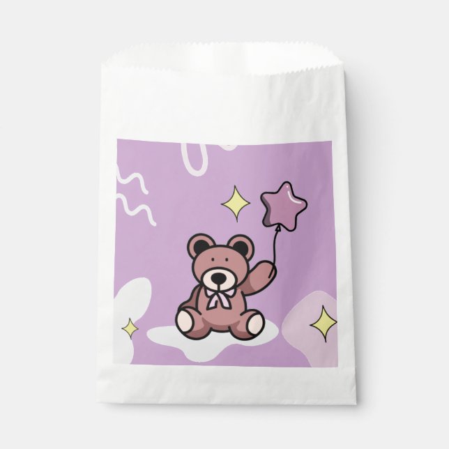 Sachets En Papier Anniversaire Fille Teddy Ours (Devant)