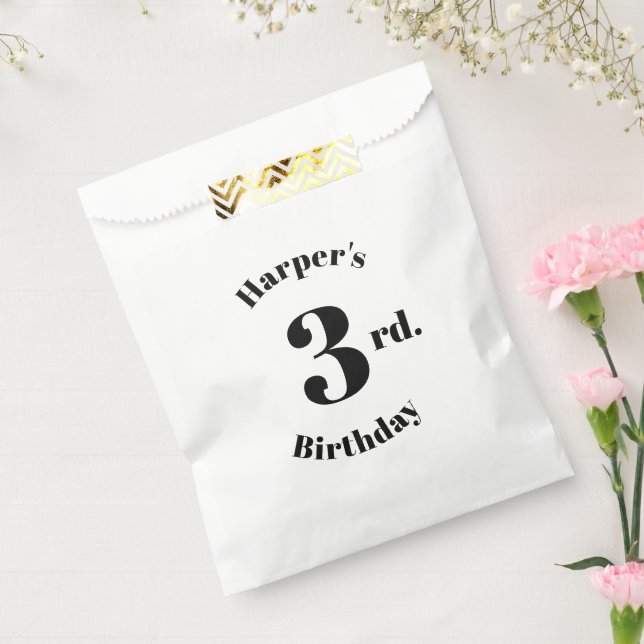 Sachets En Papier Anniversaire noir blanc nom et numéro personnalisé (Scellé)