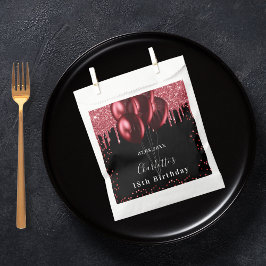 Sachets En Papier Anniversaire noir rouge parties scintillant ballon