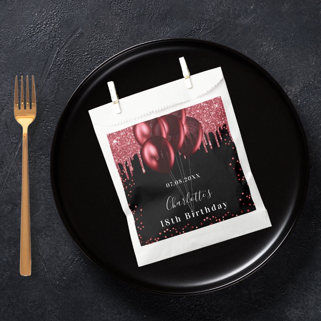 Sachets En Papier Anniversaire noir rouge parties scintillant ballon (Créateur téléchargé)
