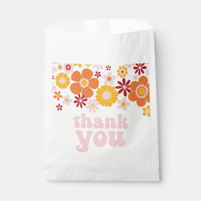 Sachets En Papier Anniversaire Super rétro Floral (Devant)