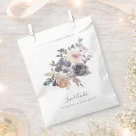 Sachets En Papier Aquarelle à fleurs pourpres Dusty Mariage personna