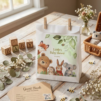Sachets En Papier Aquarelle Animaux Mignons Baby Shower Bois