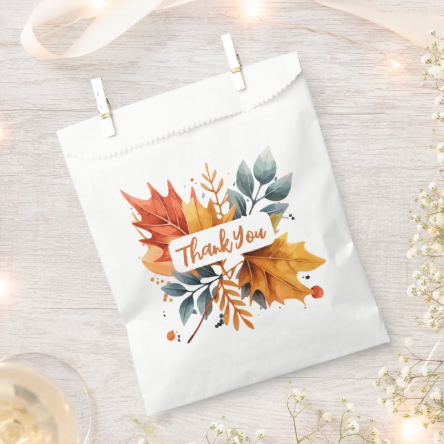 Sachets En Papier Aquarelle Automne Couleurs Feuilles (Coupé)