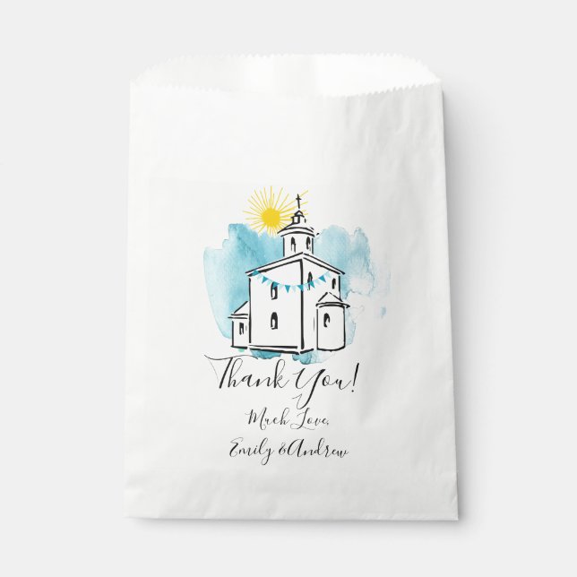 Sachets En Papier Aquarelle avec Merci Cross Steeple (Devant)