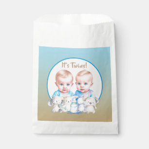 Sachets En Papier Aquarelle Baby shower du garçon Twin Animaux