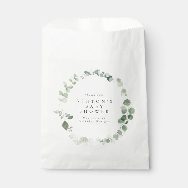 Sachets En Papier Aquarelle Baby shower verdoyant (Devant)
