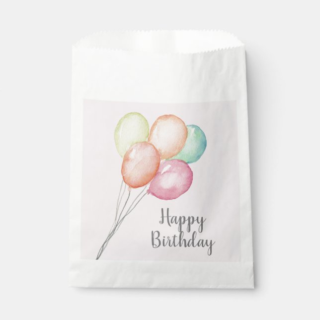 Sachets En Papier Aquarelle Balloon Bunch rose Anniversaire (Devant)