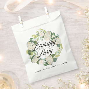 Sachets En Papier Aquarelle Blanc Hydrangea Wreath fête d'anniversai