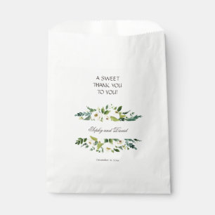 Sachets En Papier Aquarelle blanc MERCI de cadre de fleurs