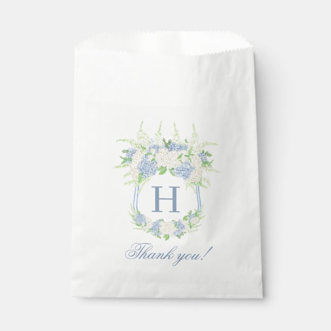 Sachets En Papier Aquarelle Bleu et Blanc Hydrangea Crest (Devant)