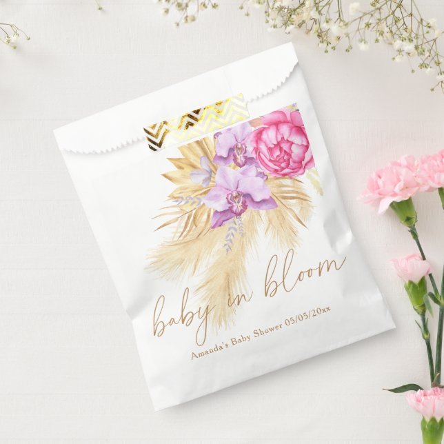 Sachets En Papier Aquarelle boho pampas herbe - Baby shower (Scellé)