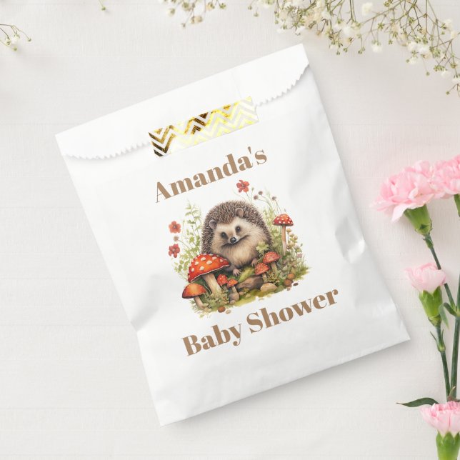 Sachets En Papier Aquarelle Bois Hérisson Baby shower Champignons (Scellé)