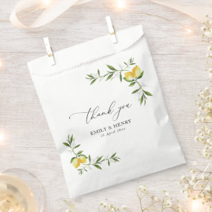 Sachets En Papier aquarelle citron verdure fleurie mariage merci