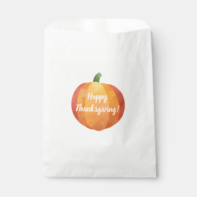 Sachets En Papier Aquarelle Citrouille bon thanksgiving (Devant)