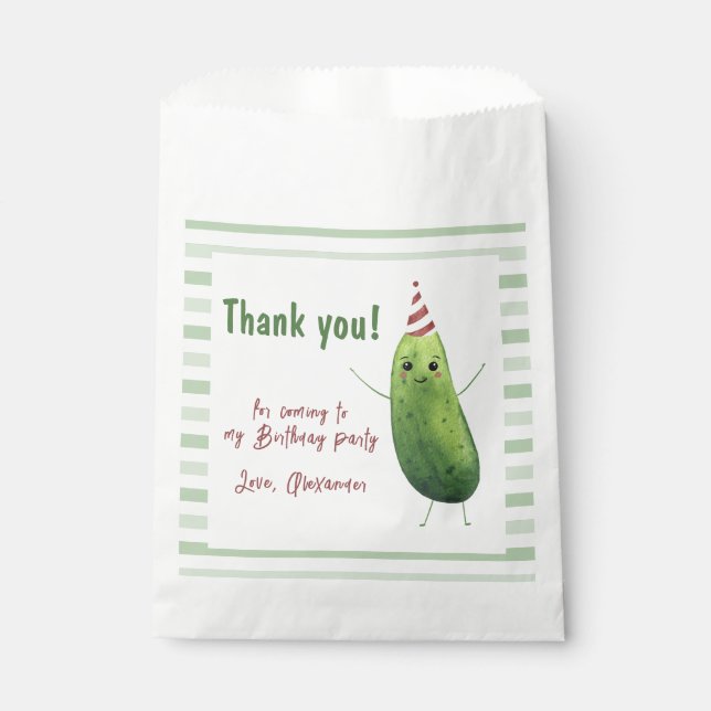 Sachets En Papier Aquarelle Concombre Big Dill Anniversaire Merci (Devant)