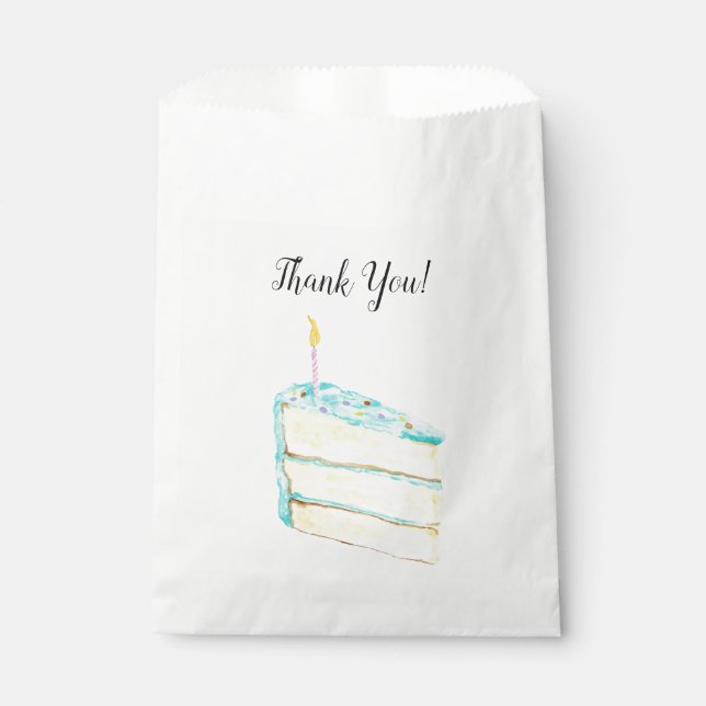 Sachets En Papier Aquarelle de gâteau d'anniversaire Merci (Devant)