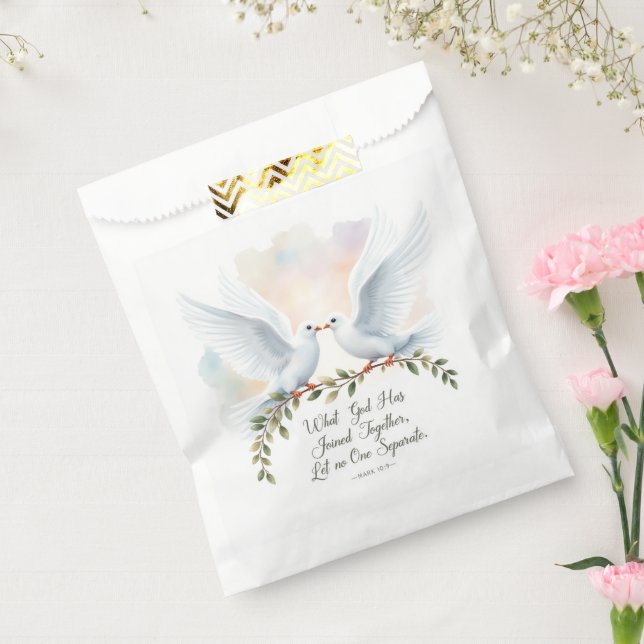 Sachets En Papier Aquarelle Doves Mark 10:9 Favour Sac (Scellé)