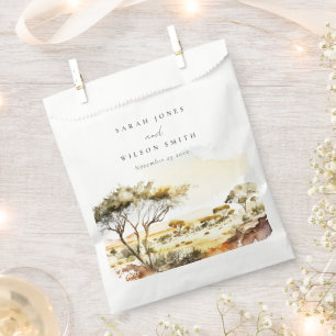 Sachets En Papier Aquarelle en terre bouillie Mariage paysager afric