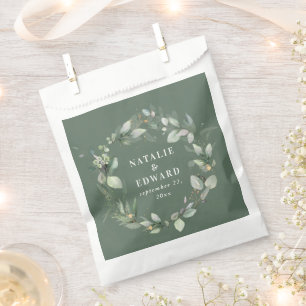 Sachets En Papier Aquarelle eucalyptus élégante fête de mariage