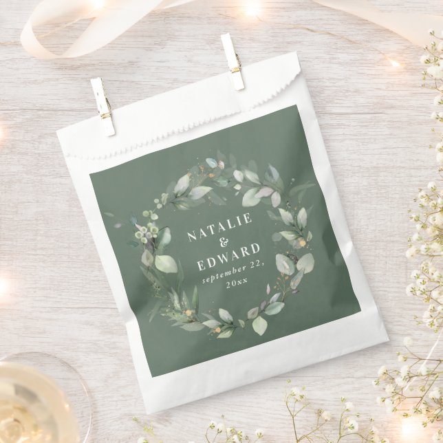 Sachets En Papier Aquarelle eucalyptus élégante fête de mariage (Coupé)