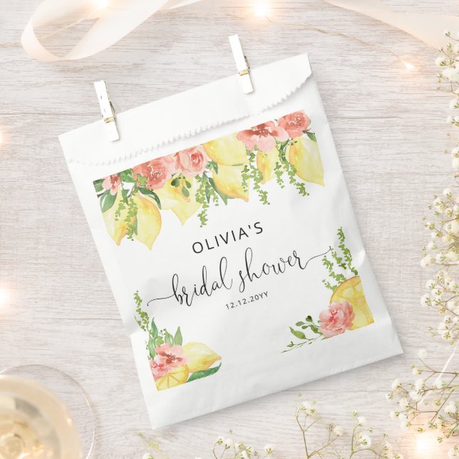 Sachets En Papier Aquarelle Fête des mariées botanique de citron (Coupé)