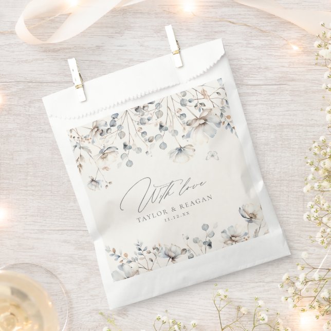 Sachets En Papier Aquarelle Fleur sauvage délicate avec Love ID1102 (Coupé)