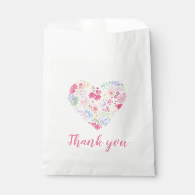 Sachets En Papier Aquarelle Fleurs florales Coeur (Devant)