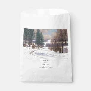 Sachets En Papier Aquarelle Hiver Mariage paysage neige