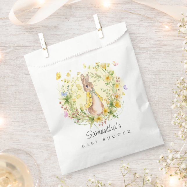 Sachets En Papier Aquarelle Jaune Pierre Baby shower Rabbit (Coupé)