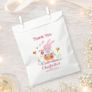 Sachets En Papier Aquarelle lapin rose dans l'anniversaire de enfant