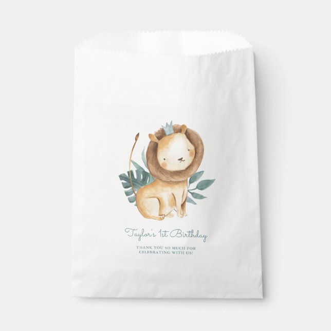 Sachets En Papier Aquarelle Lion Prince Feuille Tropical Anniversair (Devant)