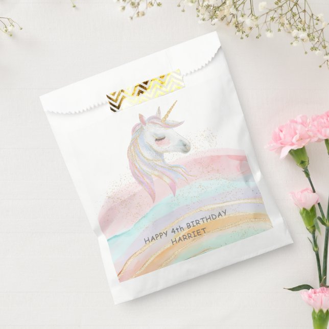 Sachets En Papier Aquarelle magique Rainbow Unicorn Anniversaire (Scellé)