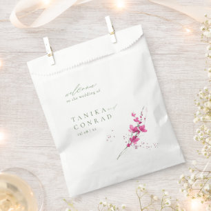 Sachets En Papier Aquarelle Mariage fleur sauvage Bienvenue Fsia ID9