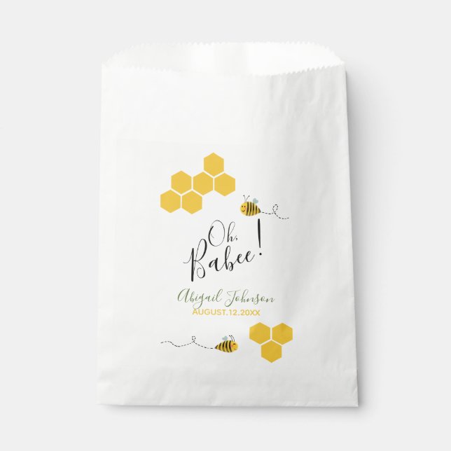 Sachets En Papier Aquarelle mignonne Oh Babee ! Baby shower Bumblebe (Devant)