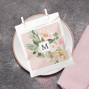 Sachets En Papier Aquarelle moderne Fleurs roses Monogrammes