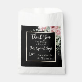 Sachets En Papier Aquarelle noire rose Mariage