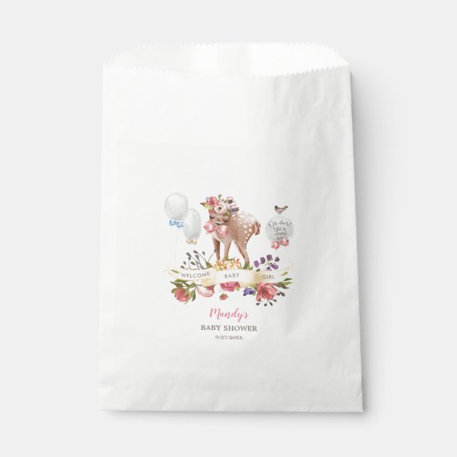 Sachets En Papier Aquarelle Oh Deer Baby shower (Devant)