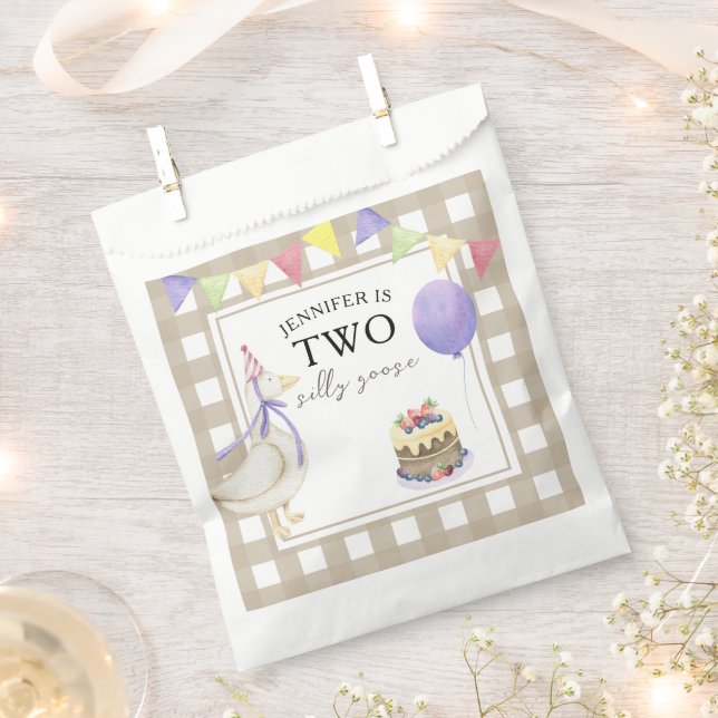 Sachets En Papier Aquarelle Oie 2e anniversaire (Coupé)
