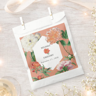 Sachets En Papier Aquarelle Peach Pink Peonies Mariage