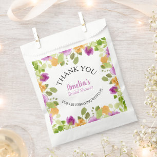 Sachets En Papier Aquarelle Ressort Fête des mariées florale