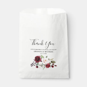 Sachets En Papier Aquarelle romantique Bourgogne Rouge Blush Rose Fl