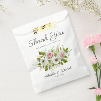 Sachets En Papier Aquarelle romantique Roses roses Mariages Merci