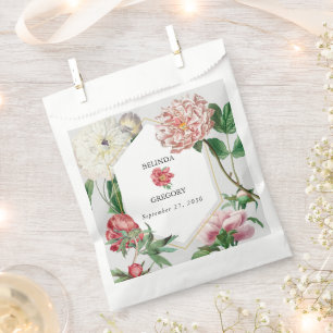 Sachets En Papier Aquarelle rose blanc pivoines Mariage