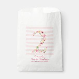 Sachets En Papier Aquarelle rose floral deux 2e anniversaire
