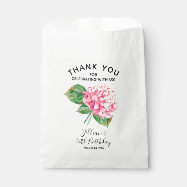 Sachets En Papier Aquarelle rose Hydrangea Floral (Devant)