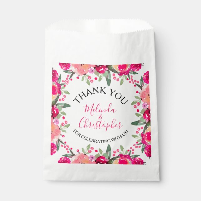 Sachets En Papier Aquarelle rose Mariage (Devant)