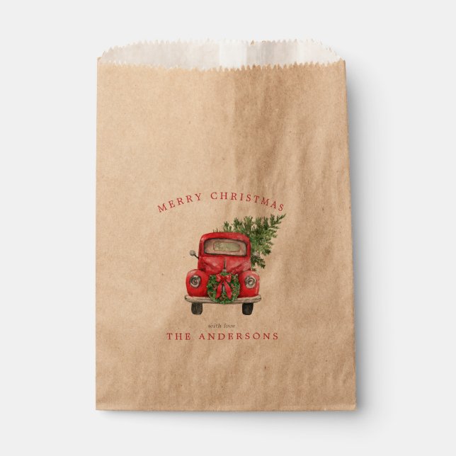 Sachets En Papier Aquarelle Roue Fer de camion Noël (Devant)