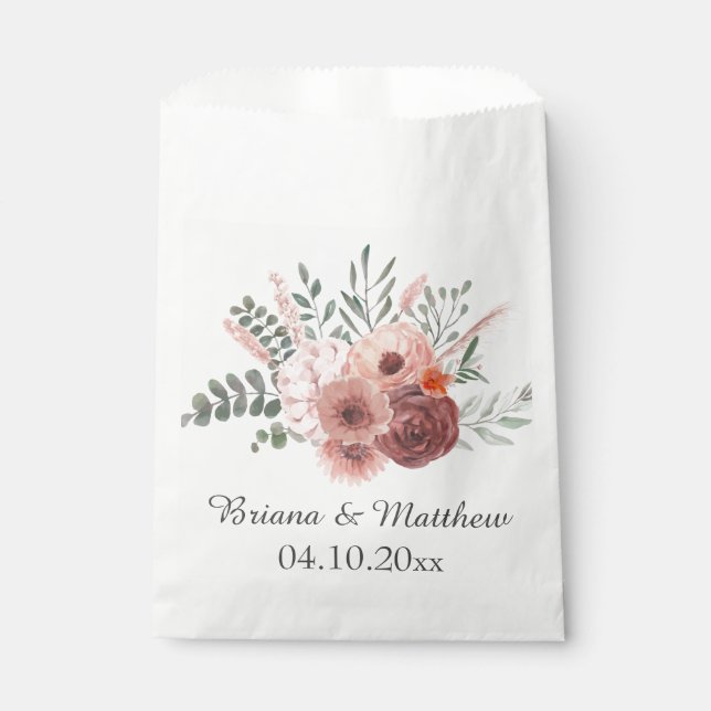 Sachets En Papier Aquarelle rouille rouille Mariage (Devant)